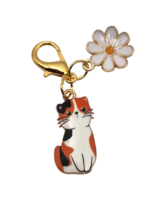 Cat with Flower Charm
