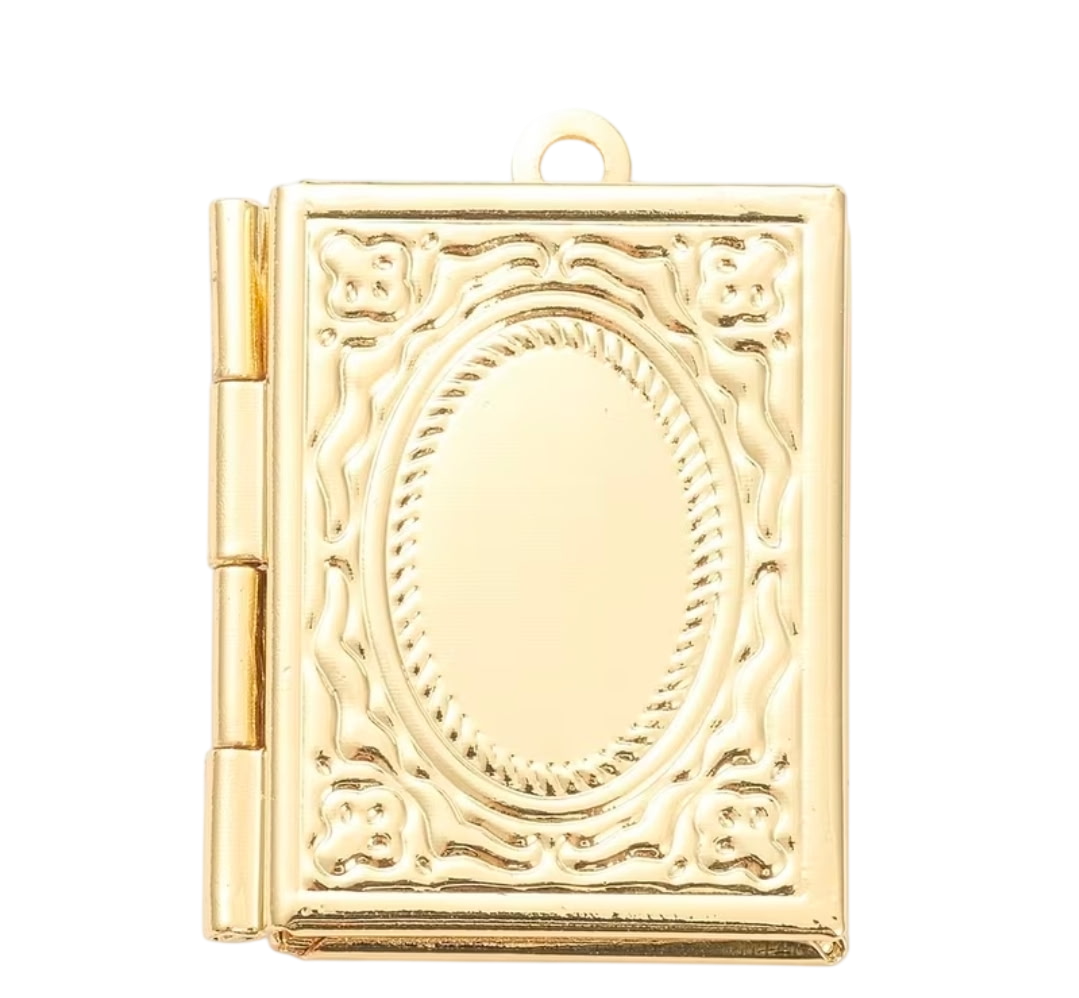 Gold Book Locket Charm
