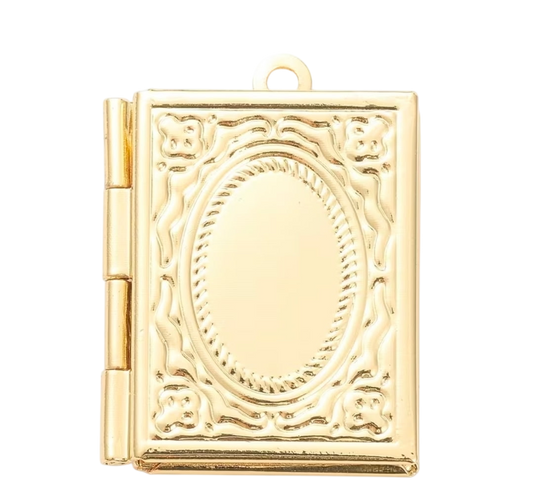 Gold Book Locket Charm