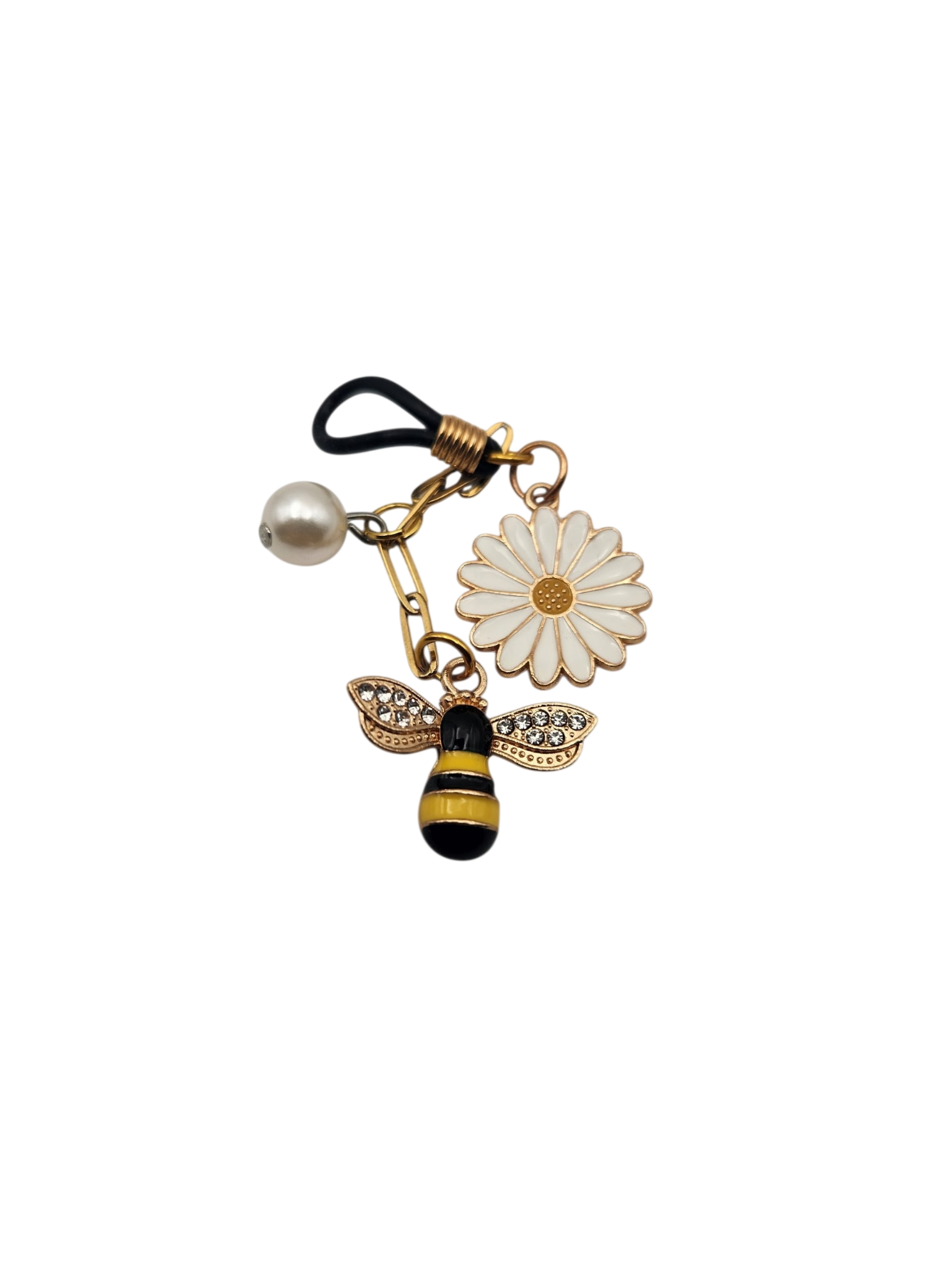 Bee with Flower and Pearl Charm