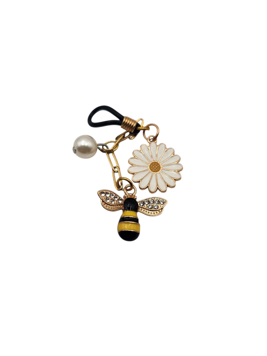 Bee with Flower and Pearl Charm