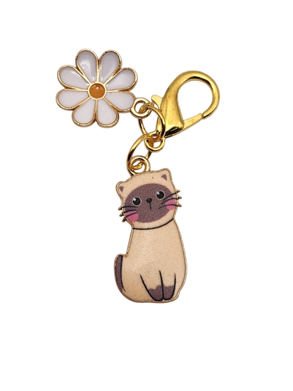 Cat with Flower Charm