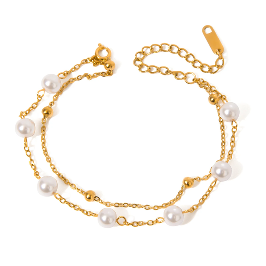 Stacked Double Layer Pearl Bracelet