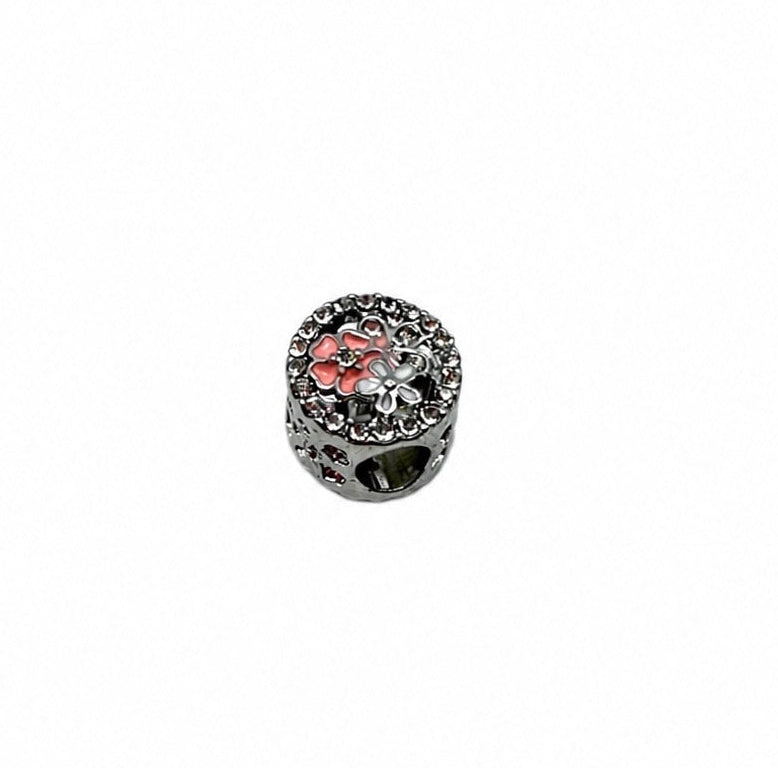 Silver Floral Bead Charm